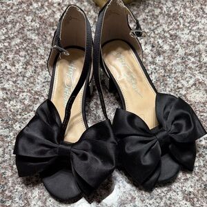 Elegant Black Bow Peep-Toe Slingback Heels